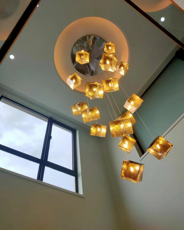 Olverai Ice Cube Textured Glass Chandelier