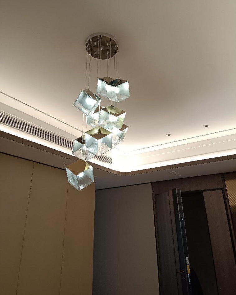 Olverai Ice Cube Textured Glass Chandelier