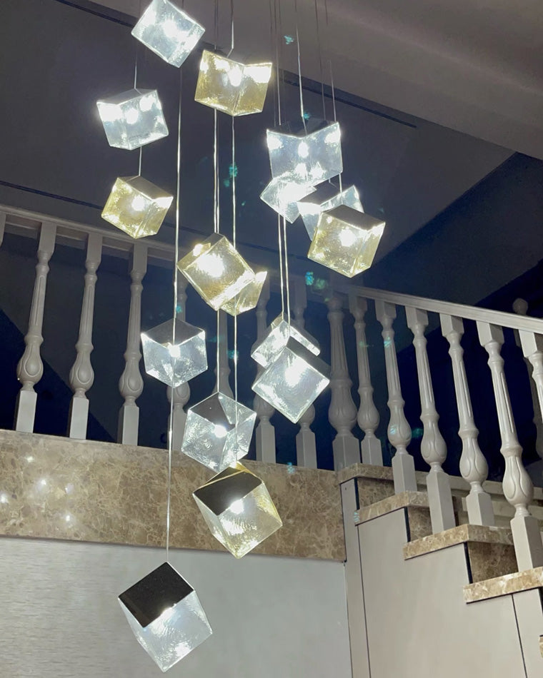 Olverai Ice Cube Textured Glass Chandelier