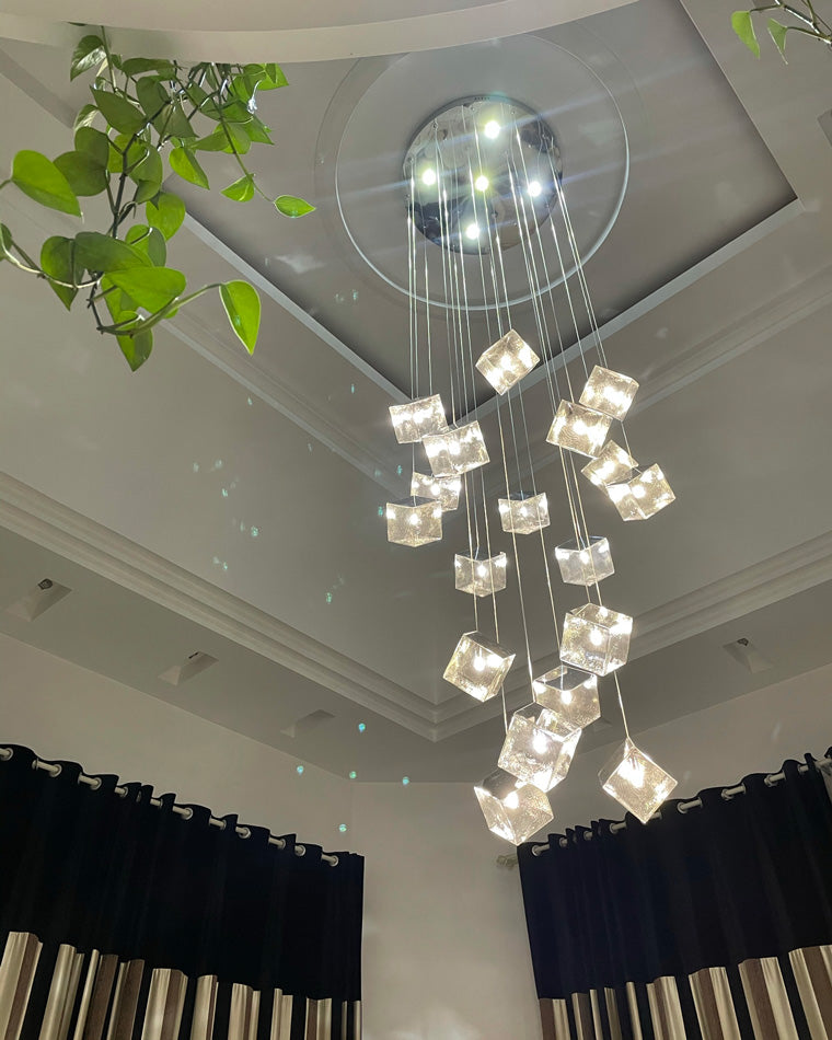 Olverai Ice Cube Textured Glass Chandelier
