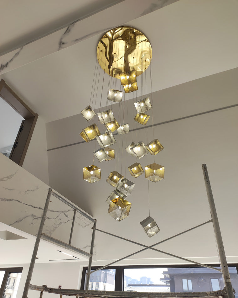 Olverai Ice Cube Textured Glass Chandelier