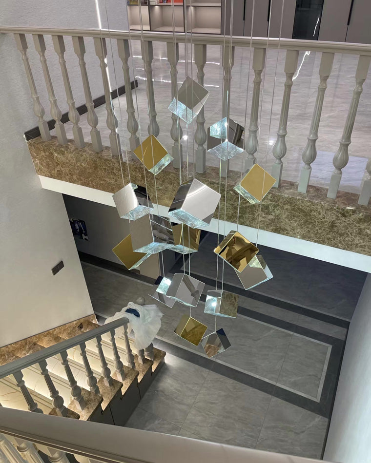 Olverai Ice Cube Textured Glass Chandelier