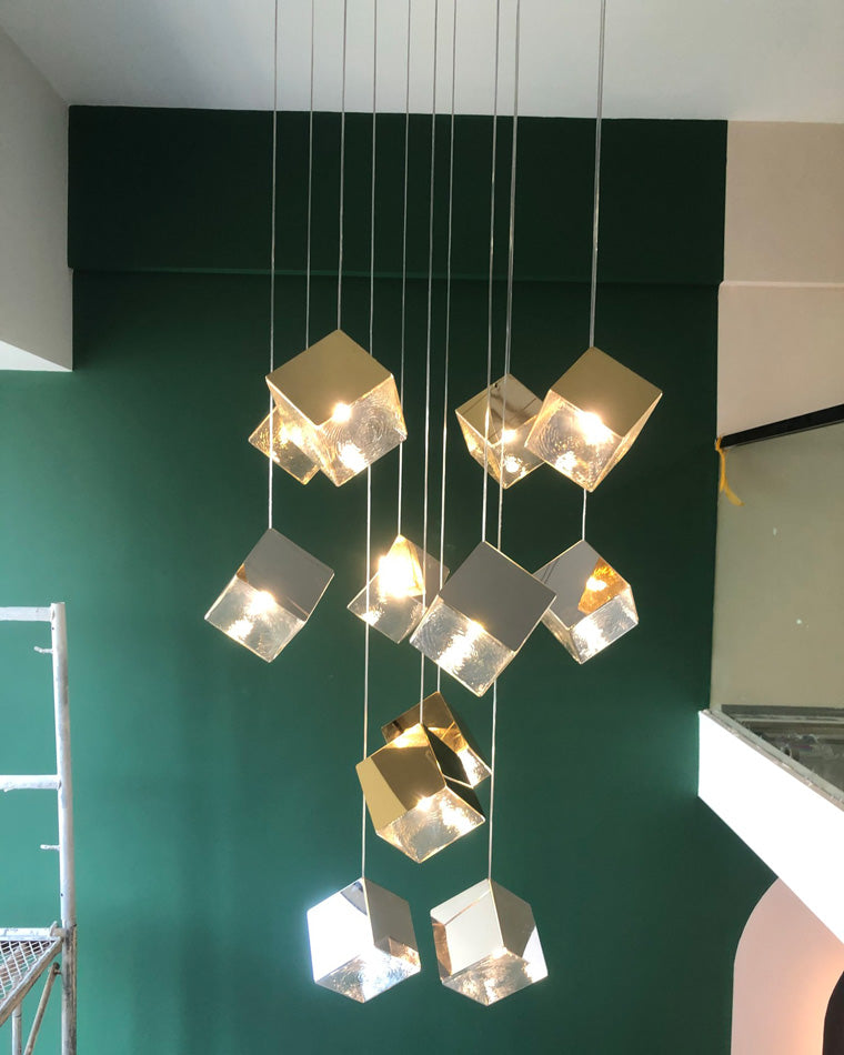 Olverai Ice Cube Textured Glass Chandelier