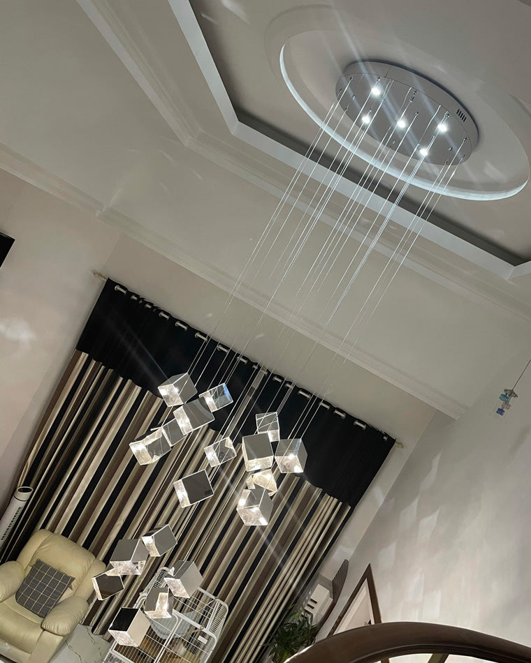 Olverai Ice Cube Textured Glass Chandelier