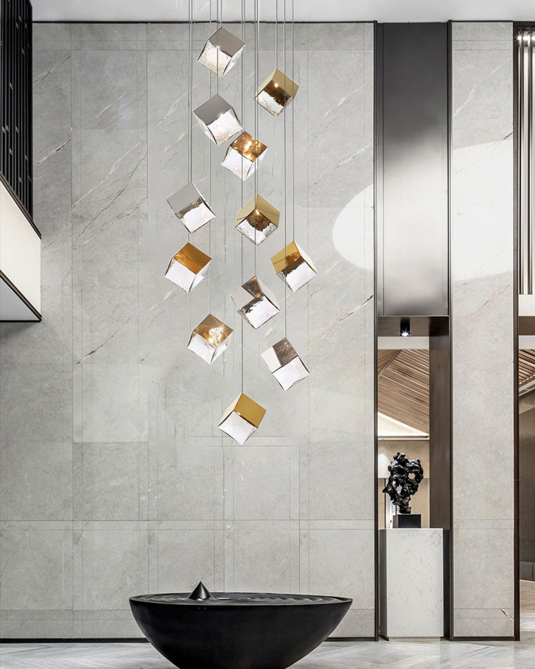 Olverai Ice Cube Textured Glass Chandelier
