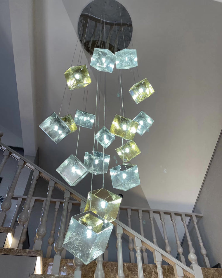 Olverai Ice Cube Textured Glass Chandelier