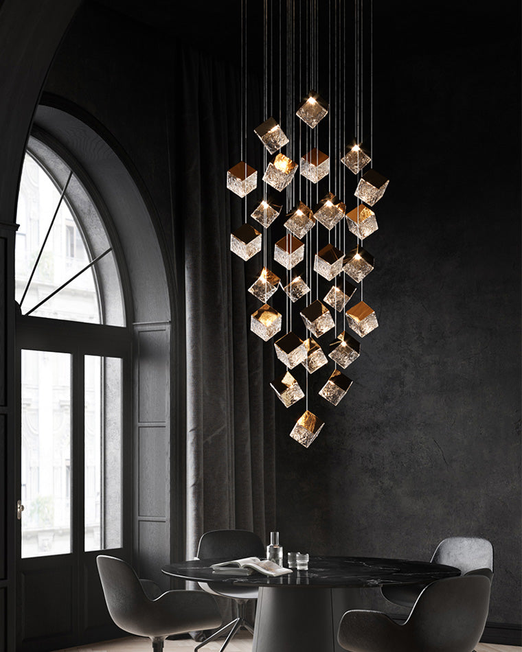Olverai Ice Cube Textured Glass Chandelier