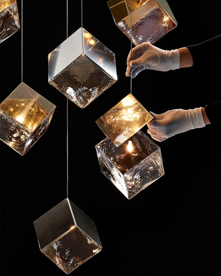 Olverai Ice Cube Textured Glass Chandelier