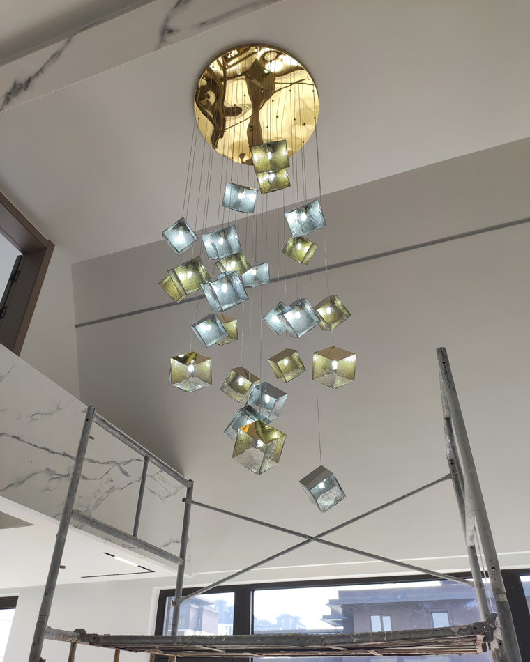Olverai Ice Cube Textured Glass Chandelier