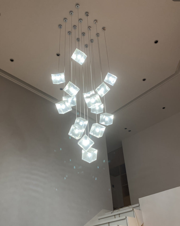 Olverai Ice Cube Textured Glass Chandelier