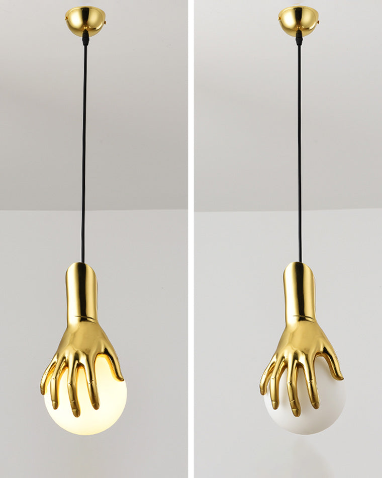 Olverai Hand Holding Globe Brass Pendant Light