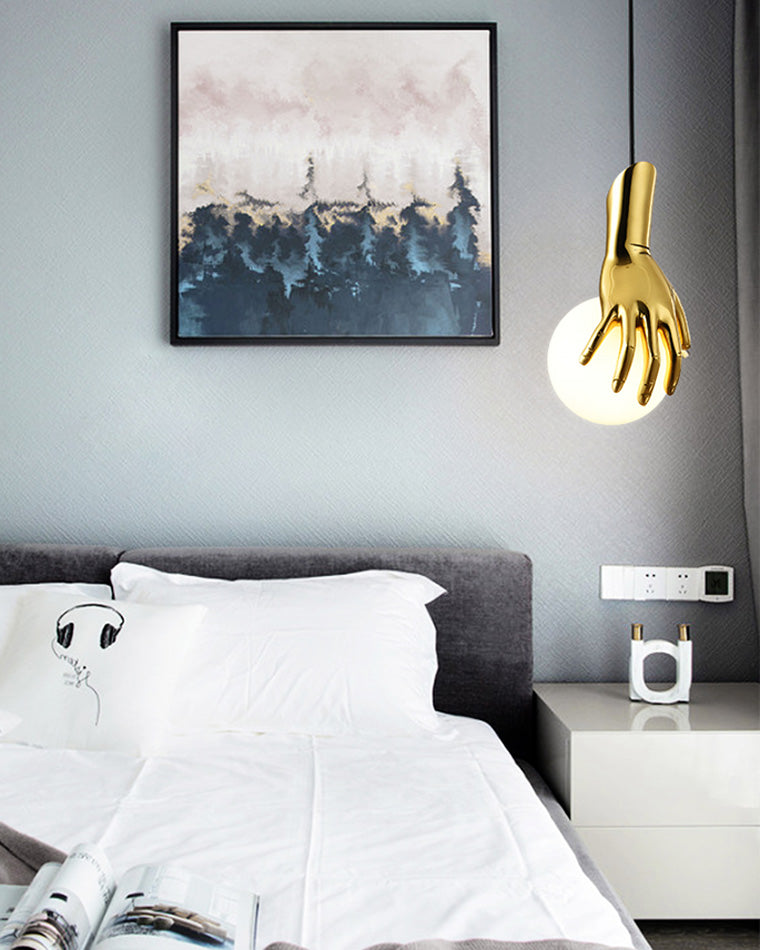 Olverai Hand Holding Globe Brass Pendant Light