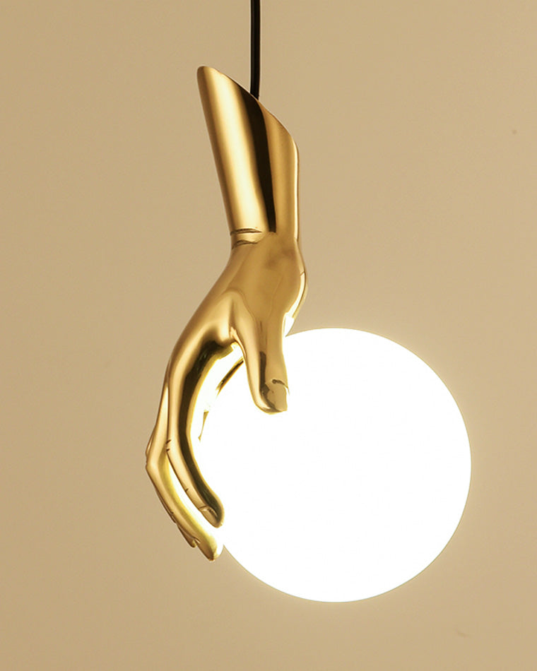 Olverai Hand Holding Globe Brass Pendant Light