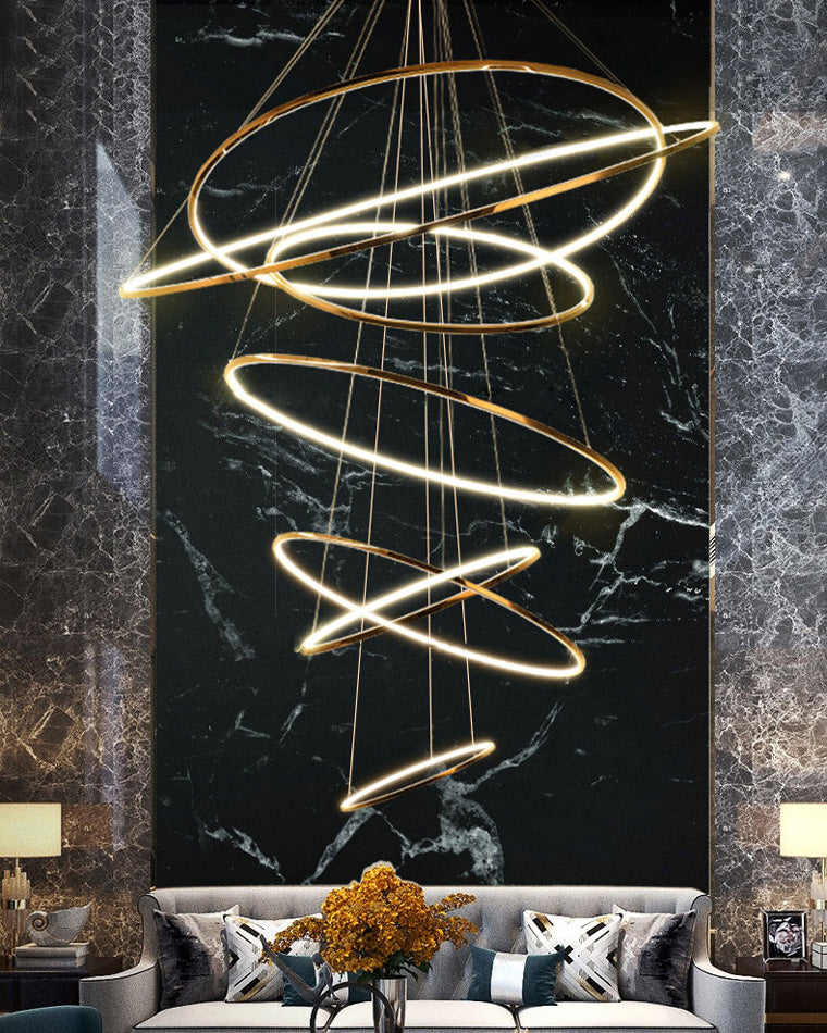 Olverai Large Tiered Ring LED Foyer Chandelier