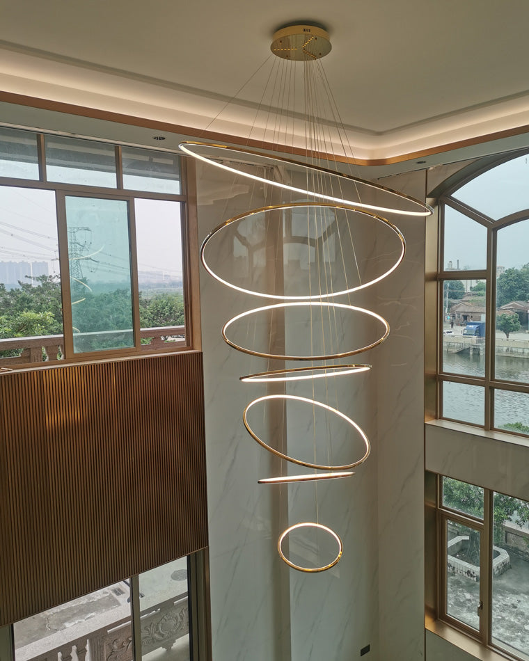 Olverai Large Tiered Ring LED Foyer Chandelier