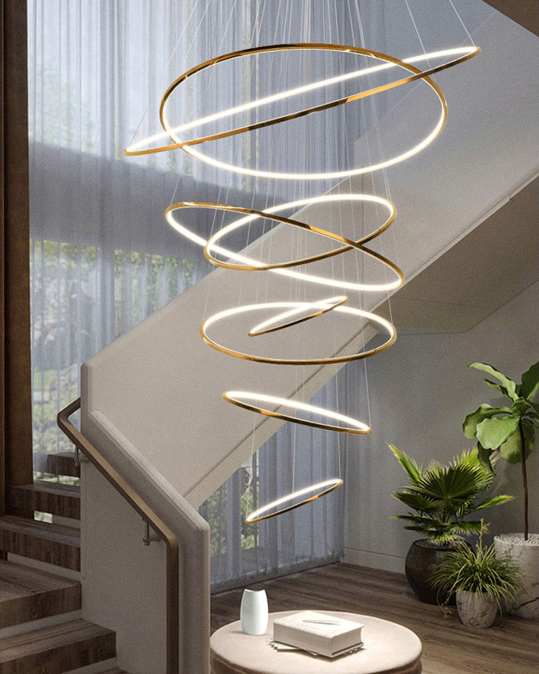 Olverai Large Tiered Ring LED Foyer Chandelier