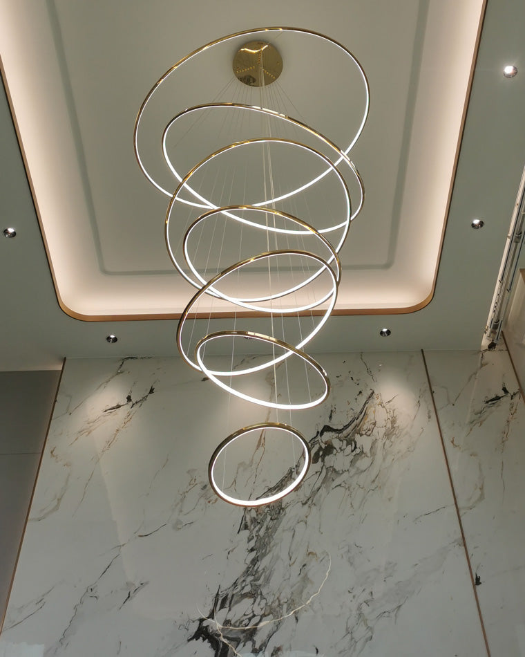 Olverai Large Tiered Ring LED Foyer Chandelier