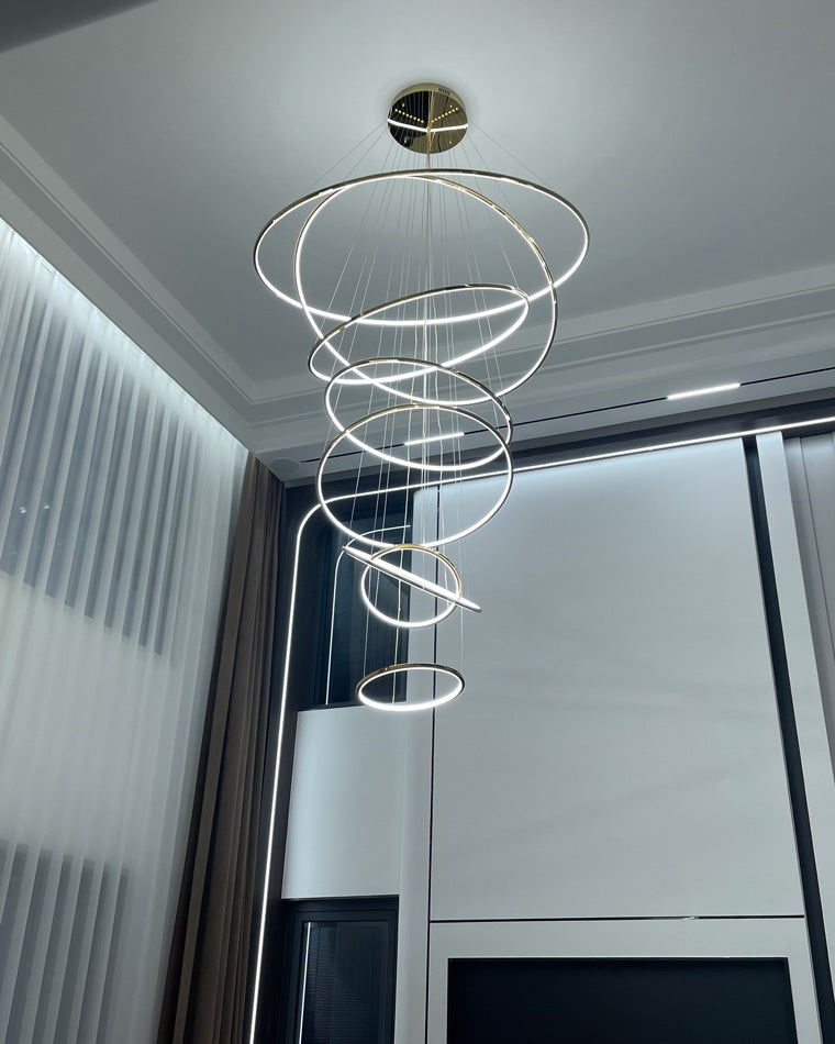 Olverai Large Tiered Ring LED Foyer Chandelier