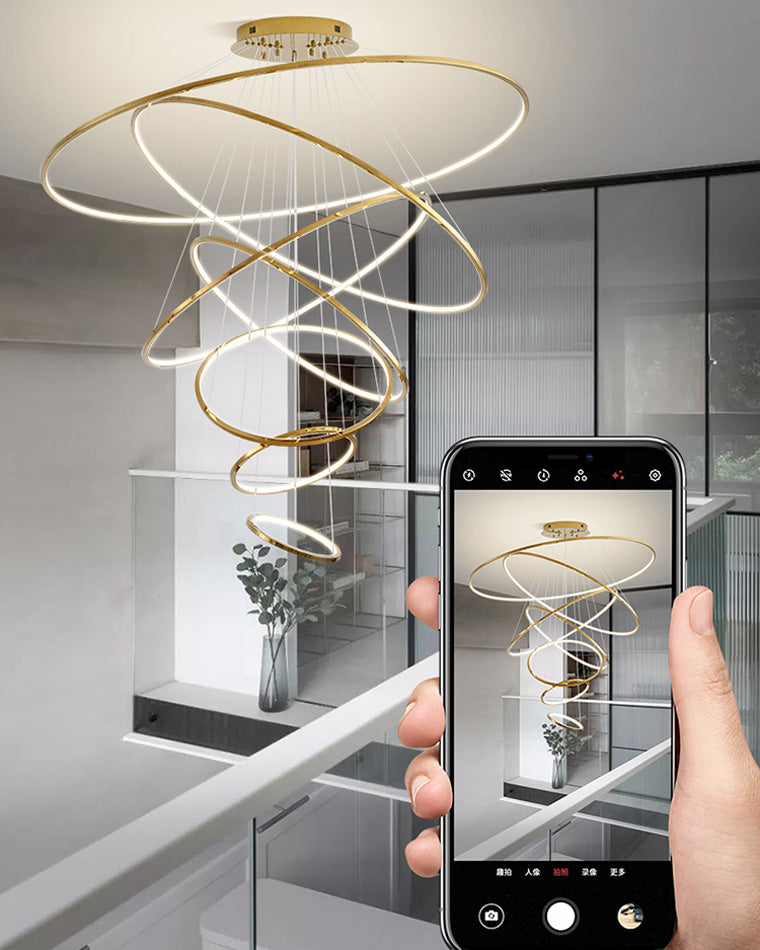 Olverai Large Tiered Ring LED Foyer Chandelier
