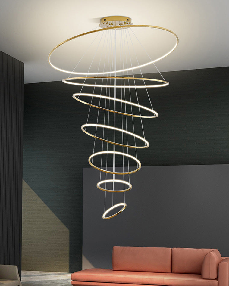 Olverai Large Tiered Ring LED Foyer Chandelier