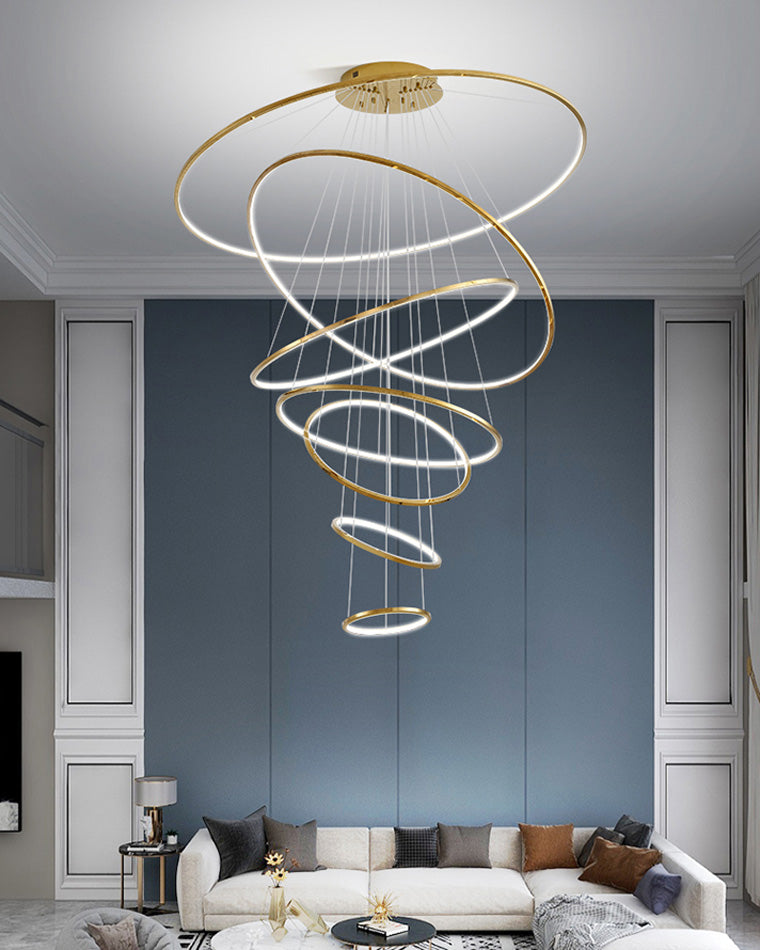 Olverai Large Tiered Ring LED Foyer Chandelier