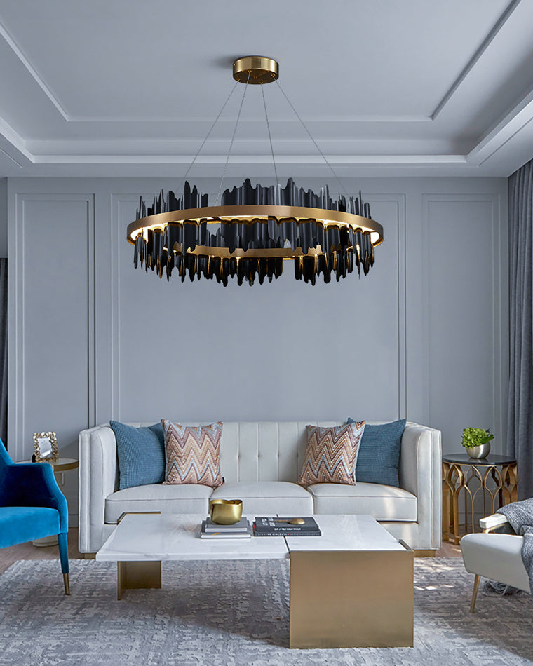 Olverai Iceberg Round Black Gold Chandelier