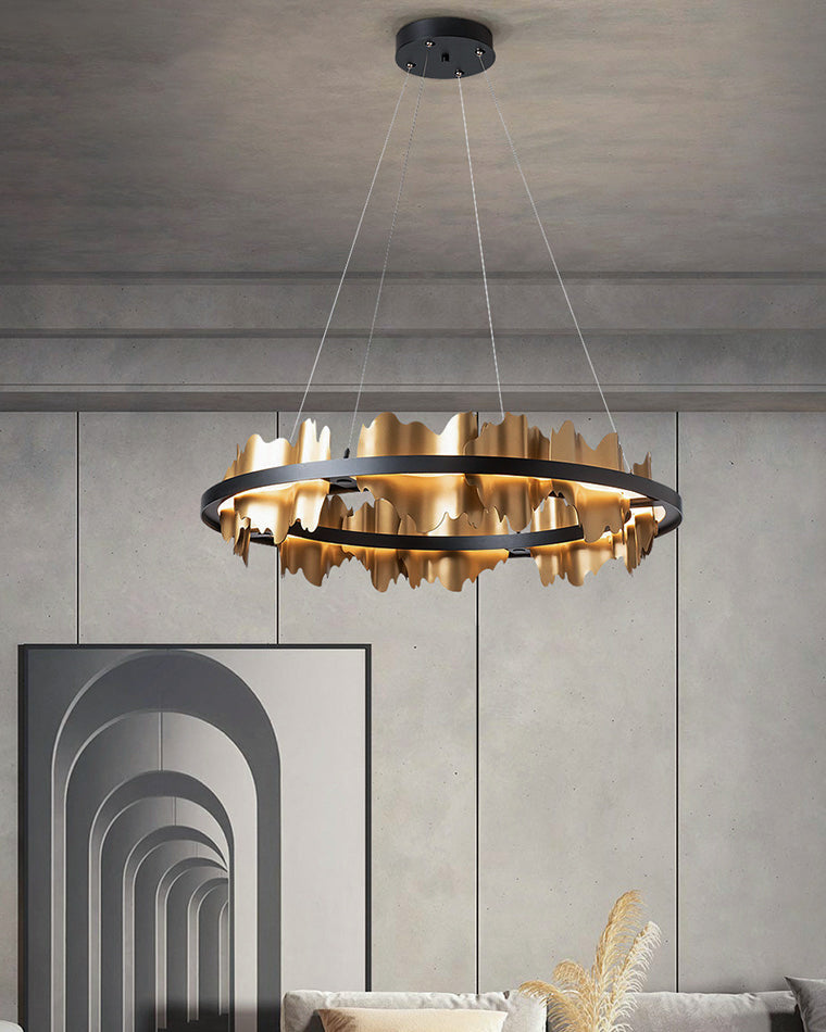 Olverai Iceberg Round Black Gold Chandelier