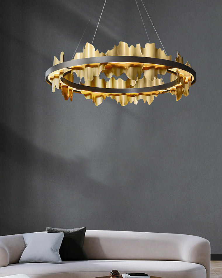 Olverai Iceberg Round Black Gold Chandelier