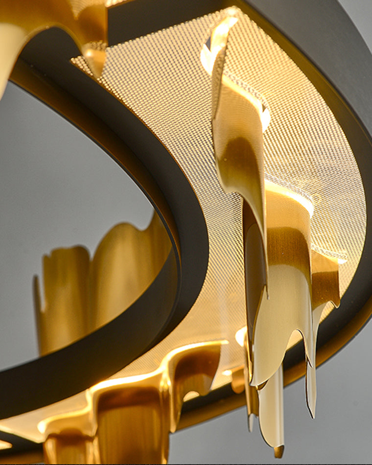 Olverai Iceberg Round Black Gold Chandelier