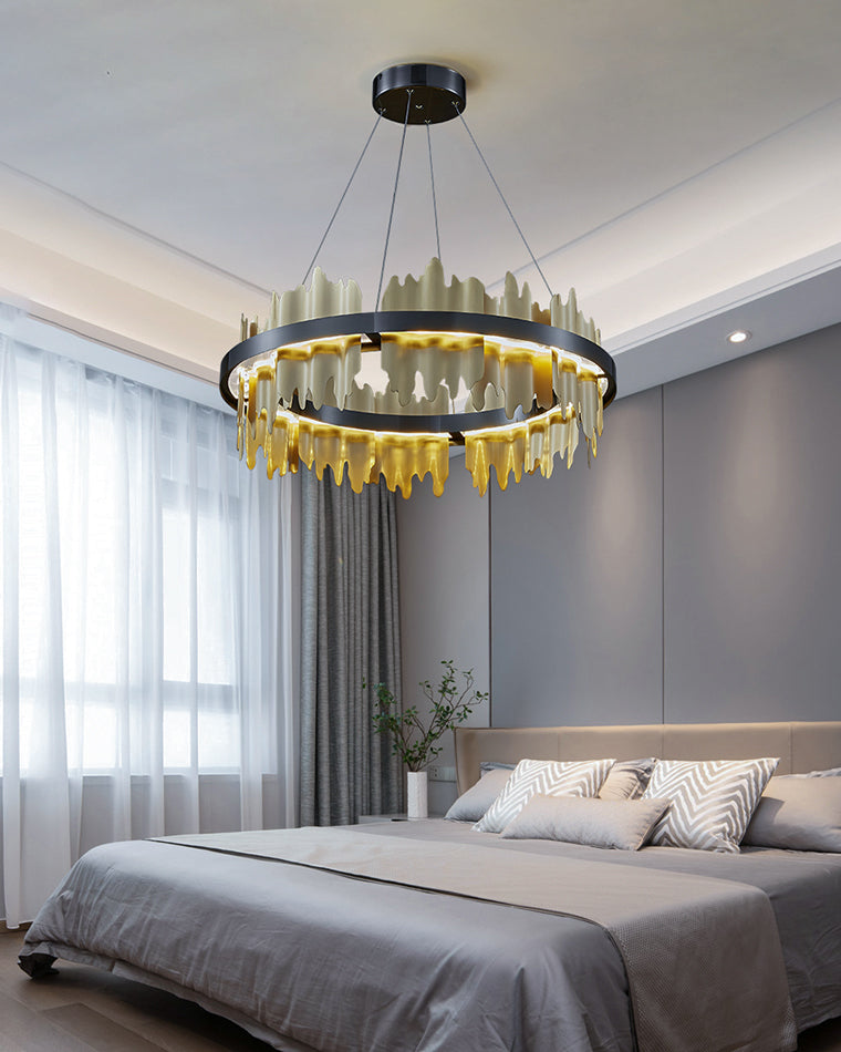 Olverai Iceberg Round Black Gold Chandelier
