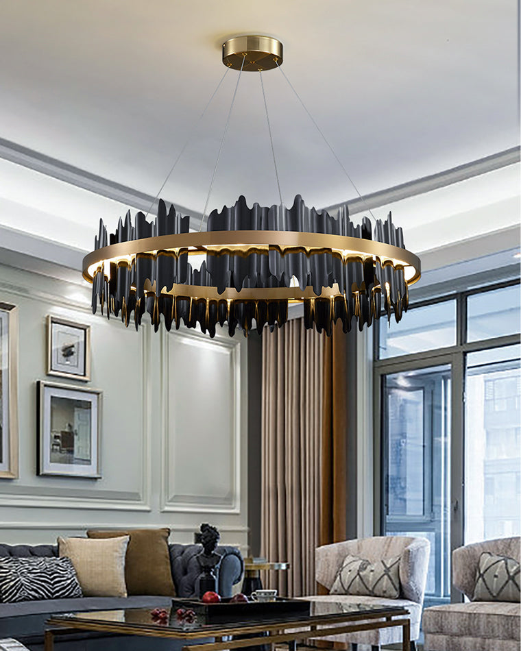 Olverai Iceberg Round Black Gold Chandelier