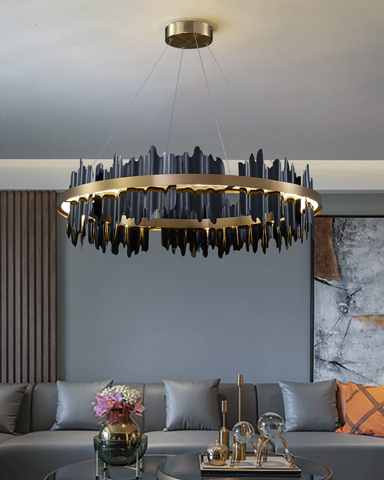 Olverai Iceberg Round Black Gold Chandelier