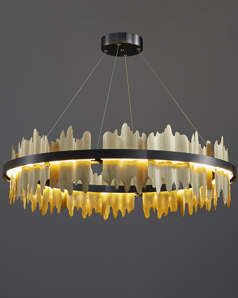 Olverai Iceberg Round Black Gold Chandelier