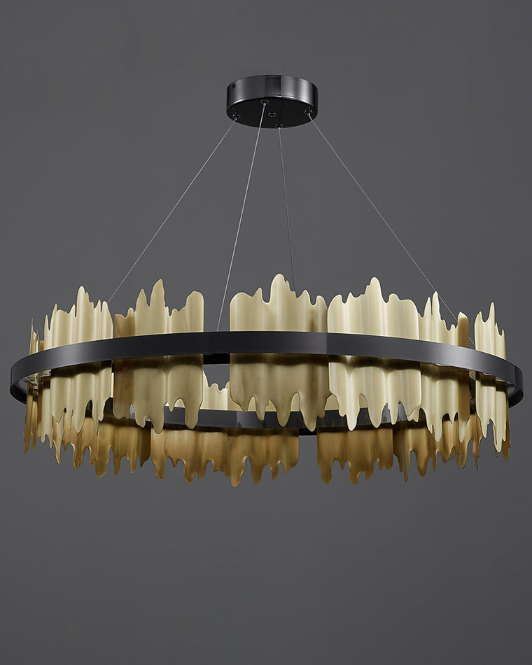 Olverai Iceberg Round Black Gold Chandelier