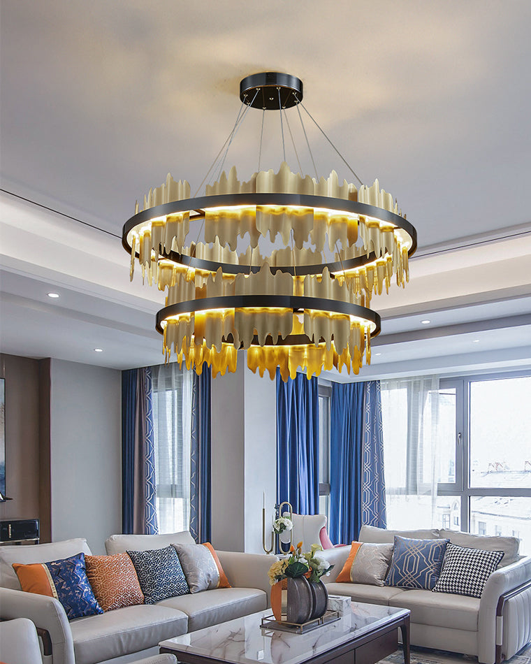 Olverai Iceberg Round Black Gold Chandelier