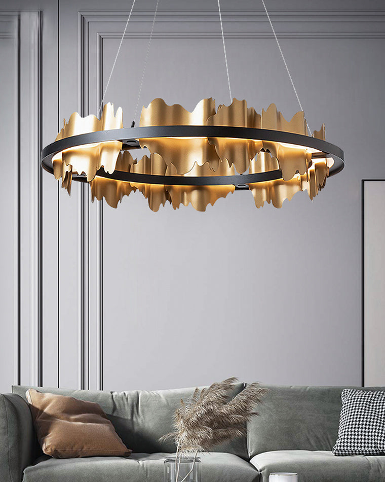 Olverai Iceberg Round Black Gold Chandelier