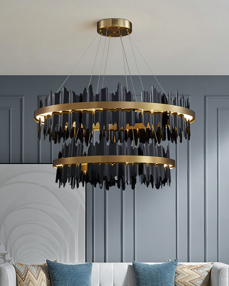 Olverai Iceberg Round Black Gold Chandelier