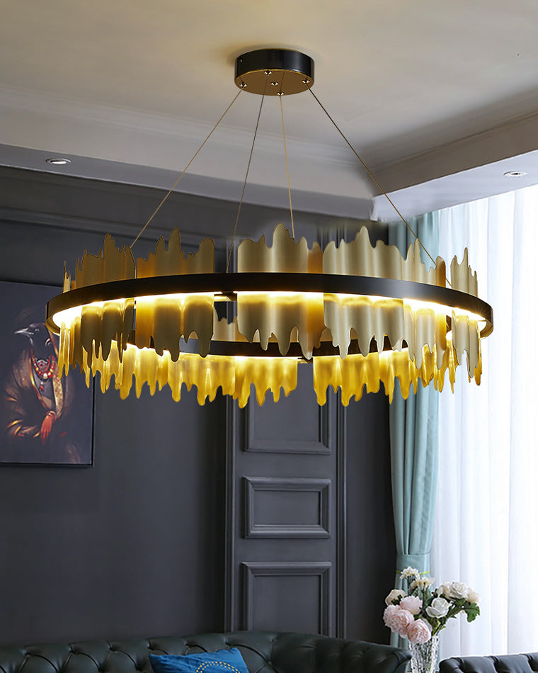 Olverai Iceberg Round Black Gold Chandelier