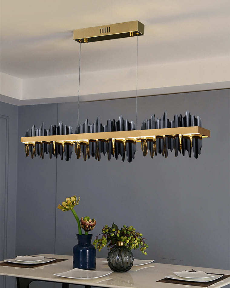 Olverai Iceberg Black Gold Linear Chandelie