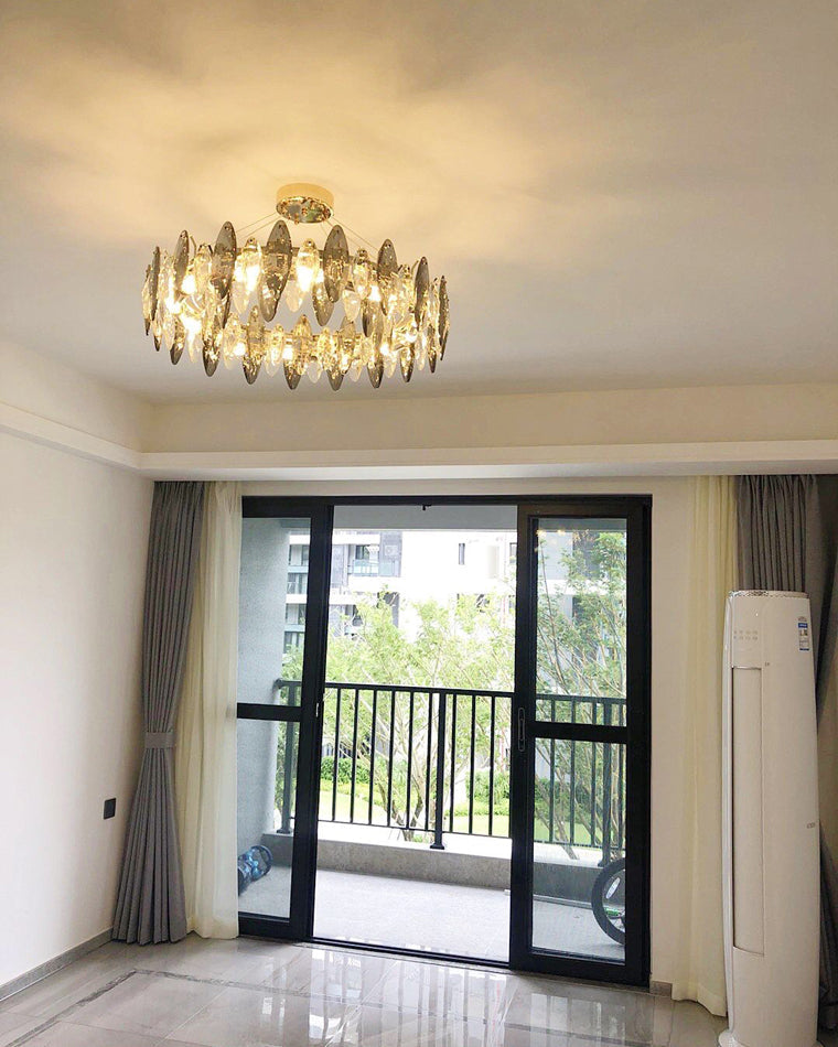 Olverai Smoked Crystal Round Chandelier