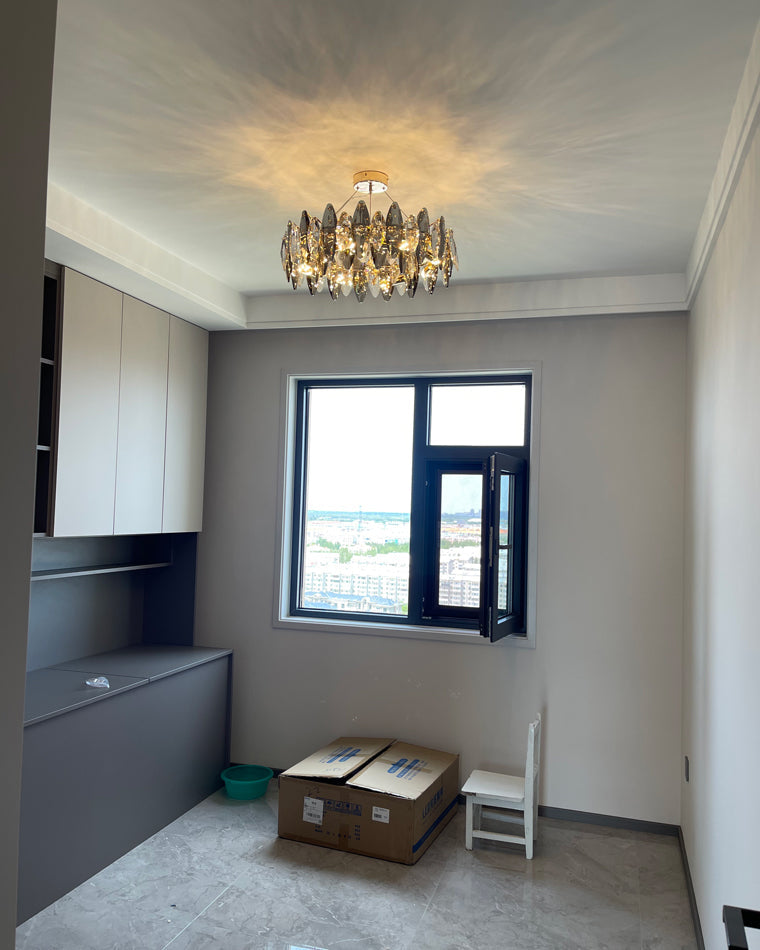 Olverai Smoked Crystal Round Chandelier