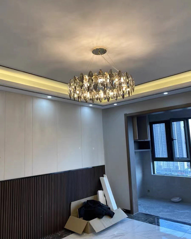 Olverai Smoked Crystal Round Chandelier