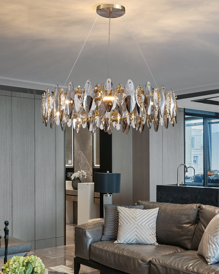 Olverai Smoked Crystal Round Chandelier