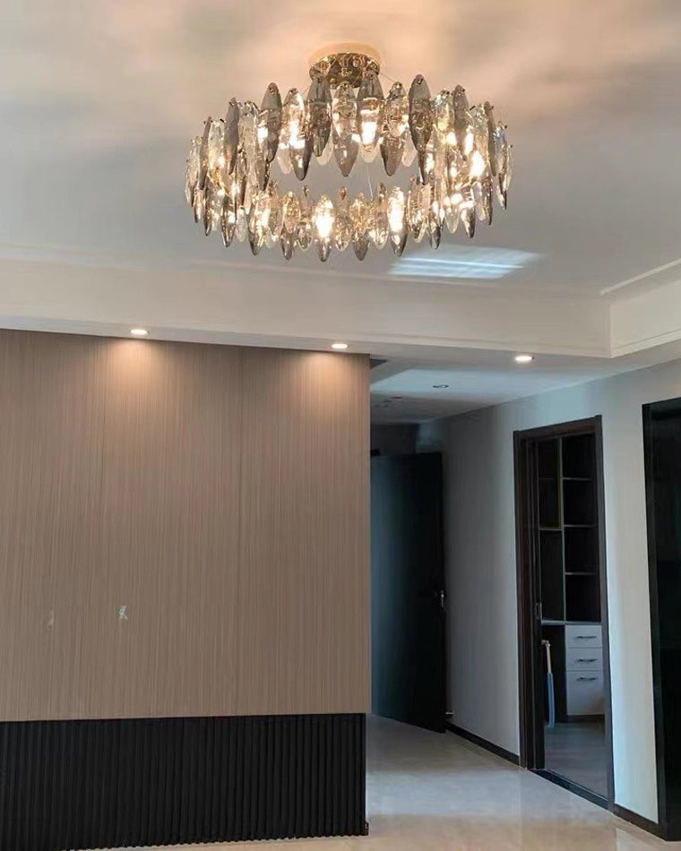 Olverai Smoked Crystal Round Chandelier