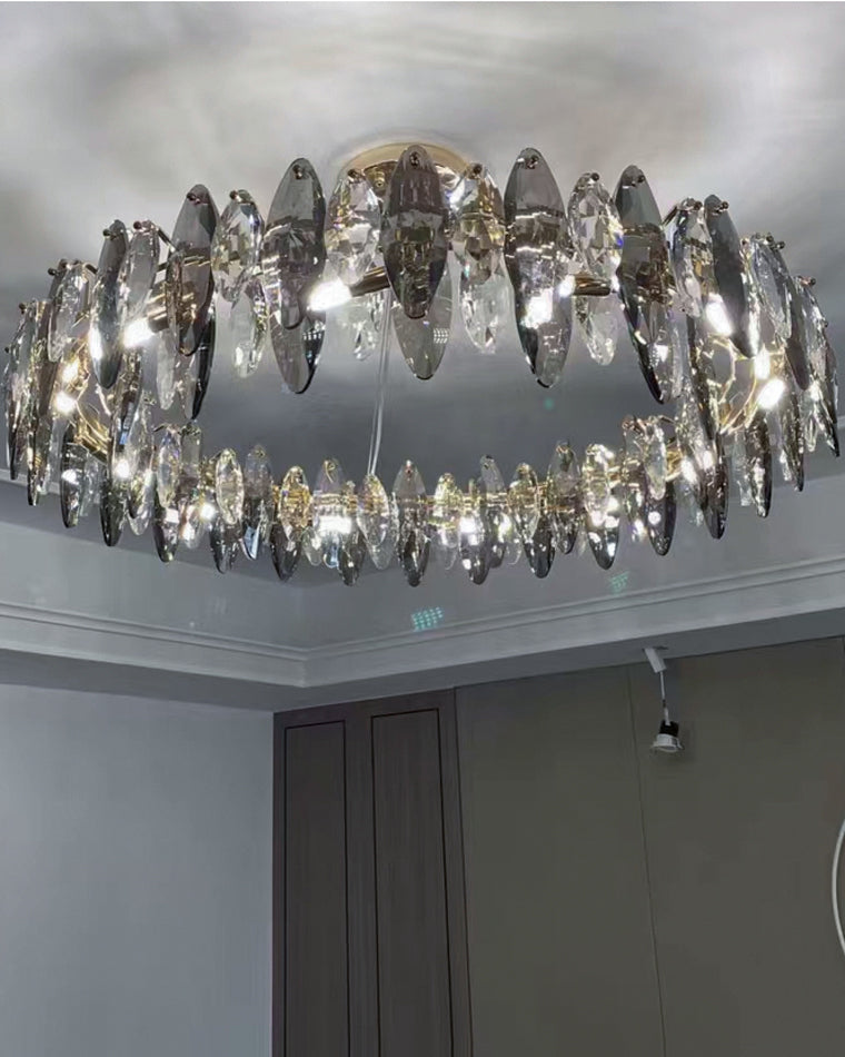 Olverai Smoked Crystal Round Chandelier