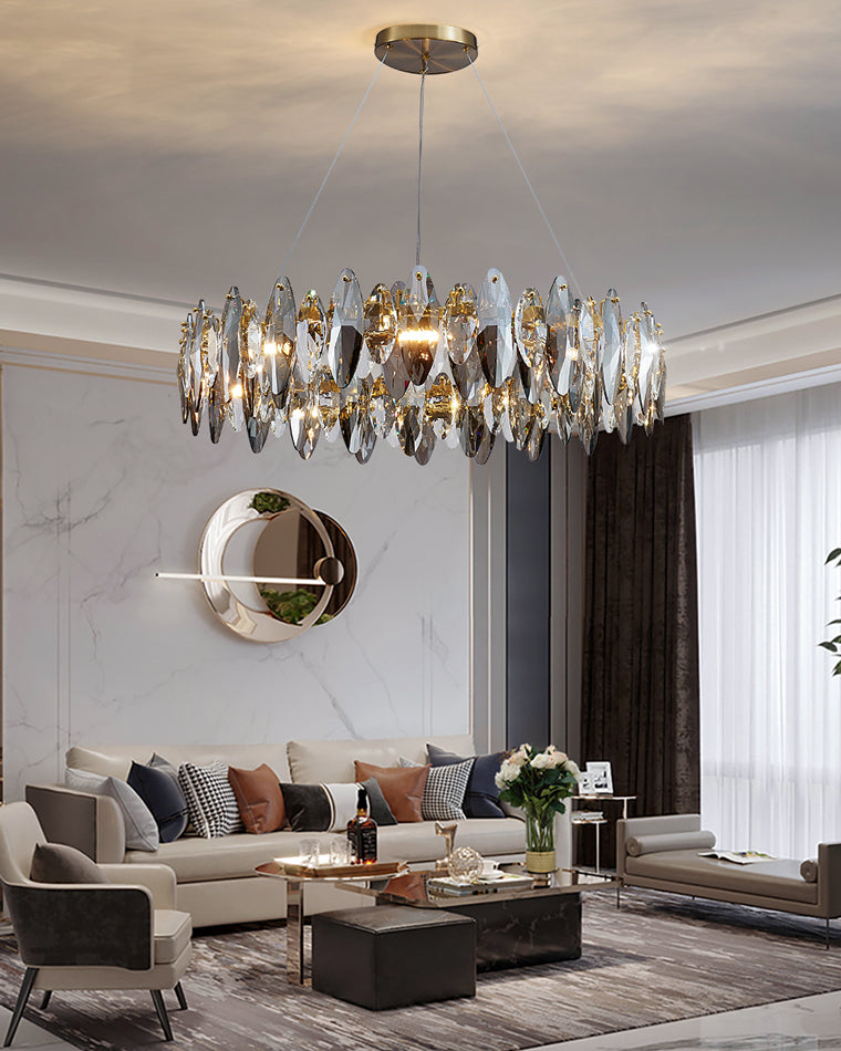 Olverai Smoked Crystal Round Chandelier