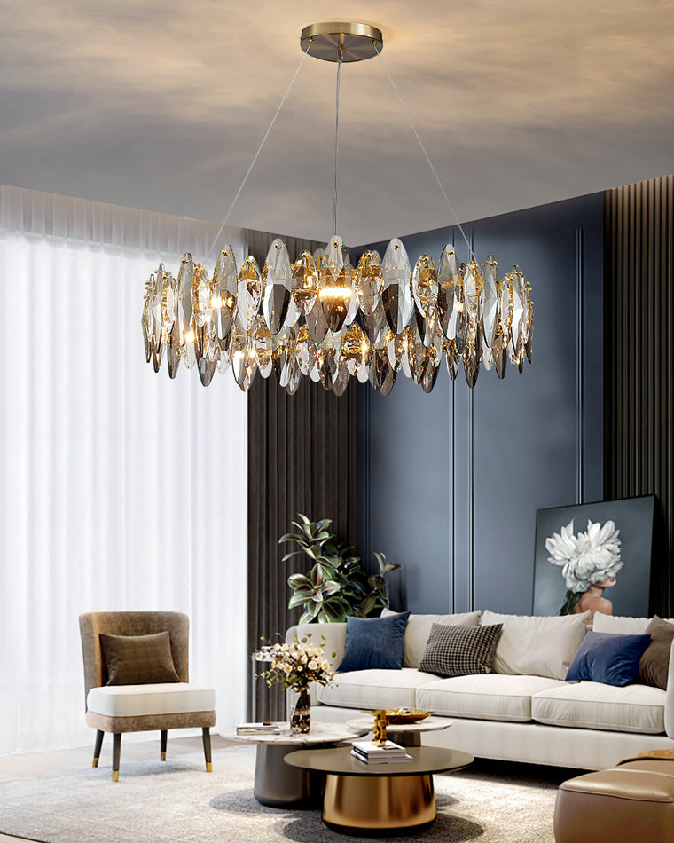 Olverai Smoked Crystal Round Chandelier