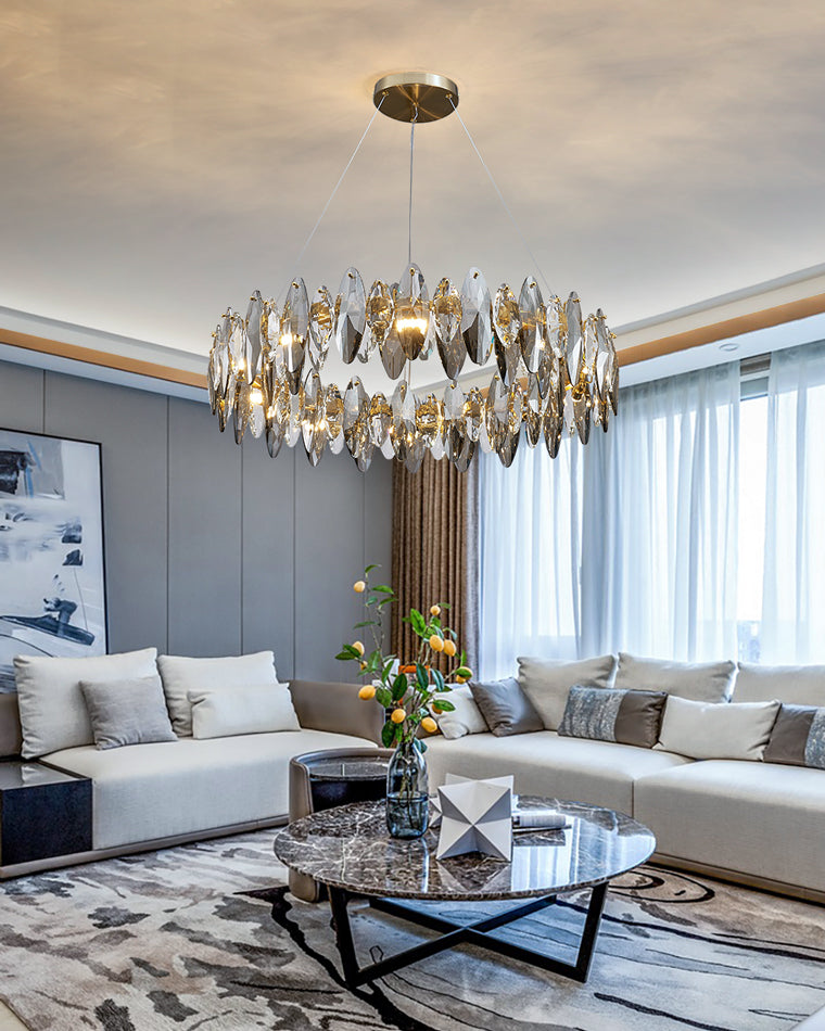 Olverai Smoked Crystal Round Chandelier