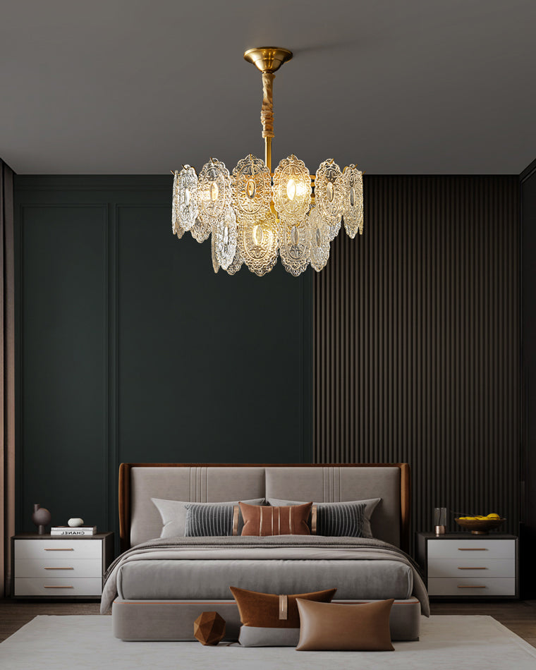 Olverai Tiered Textured Glass Chandelier