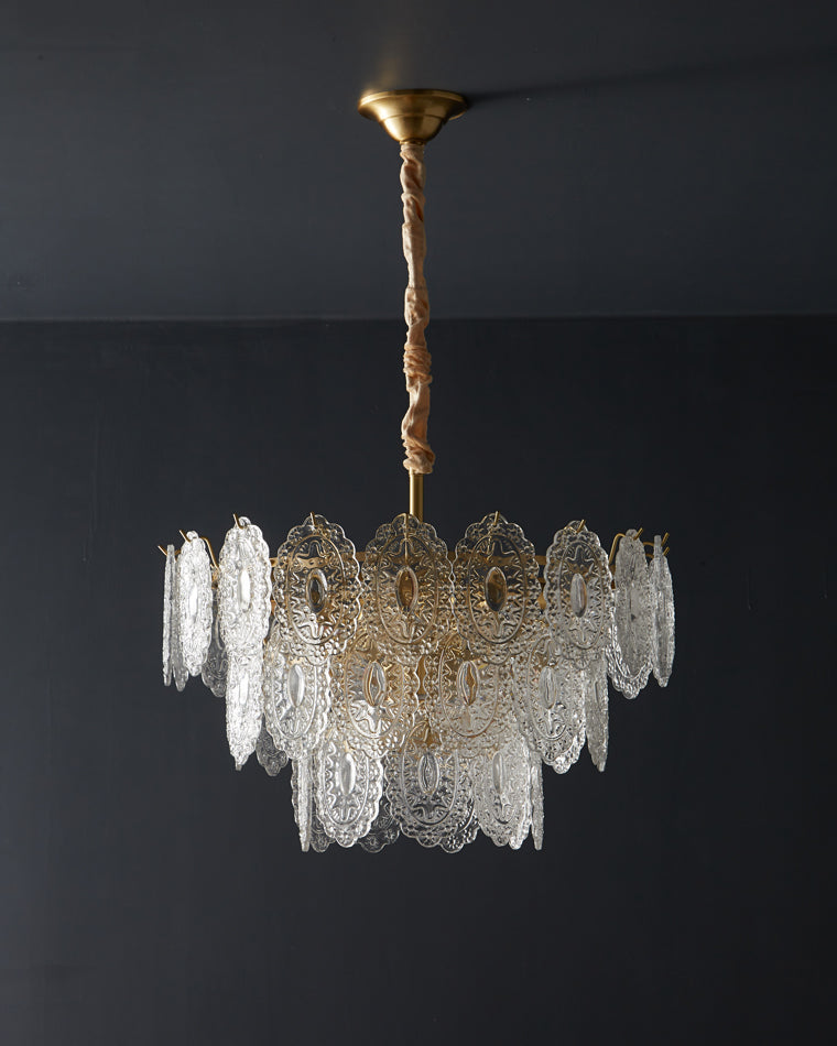 Olverai Tiered Textured Glass Chandelier
